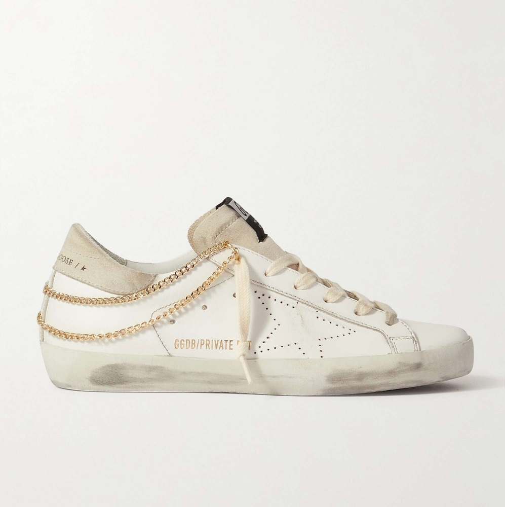 Golden Goose Net-A-Porter Collab Superstar chain embellished distressed leather